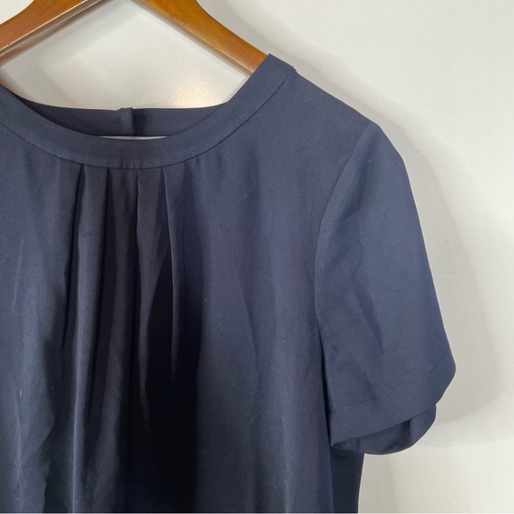J. Crew Navy Keyhole Back Blouse Size Medium - Picture 3 of 6